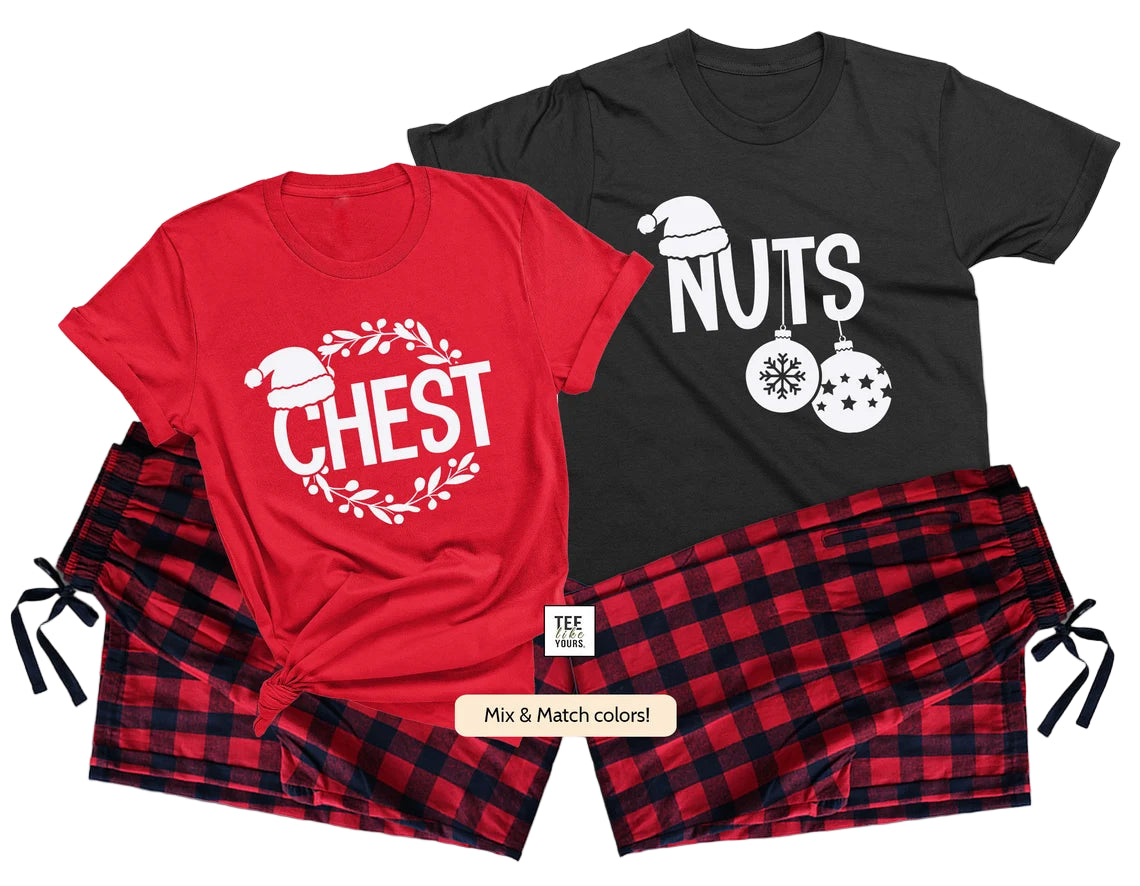 Chest Nuts Funny Couple Christmas Pajamas Holidays Pajama set teelikeyours