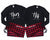 His & Hers Pajamas - personalized matching outfit sets for couples. Long sleeve black sweatshirts and red black pajama pants with custom dates and names