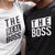 The Boss and The Real Boss - Graphic Matching T-Shirts for Couple color Black and White at TeeLikeYours.com