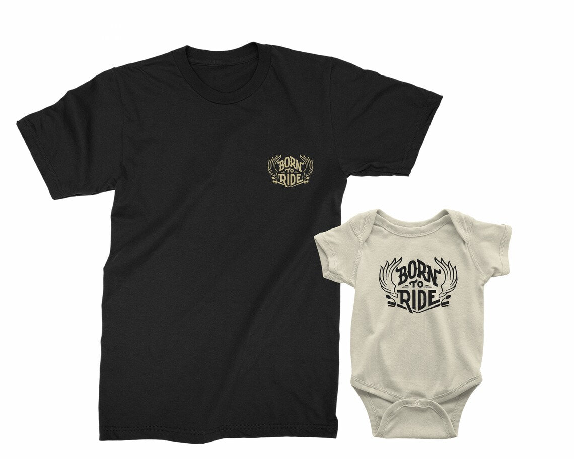Dad & Baby Motorcycle Matching Shirts – Born to Ride Biker Tees