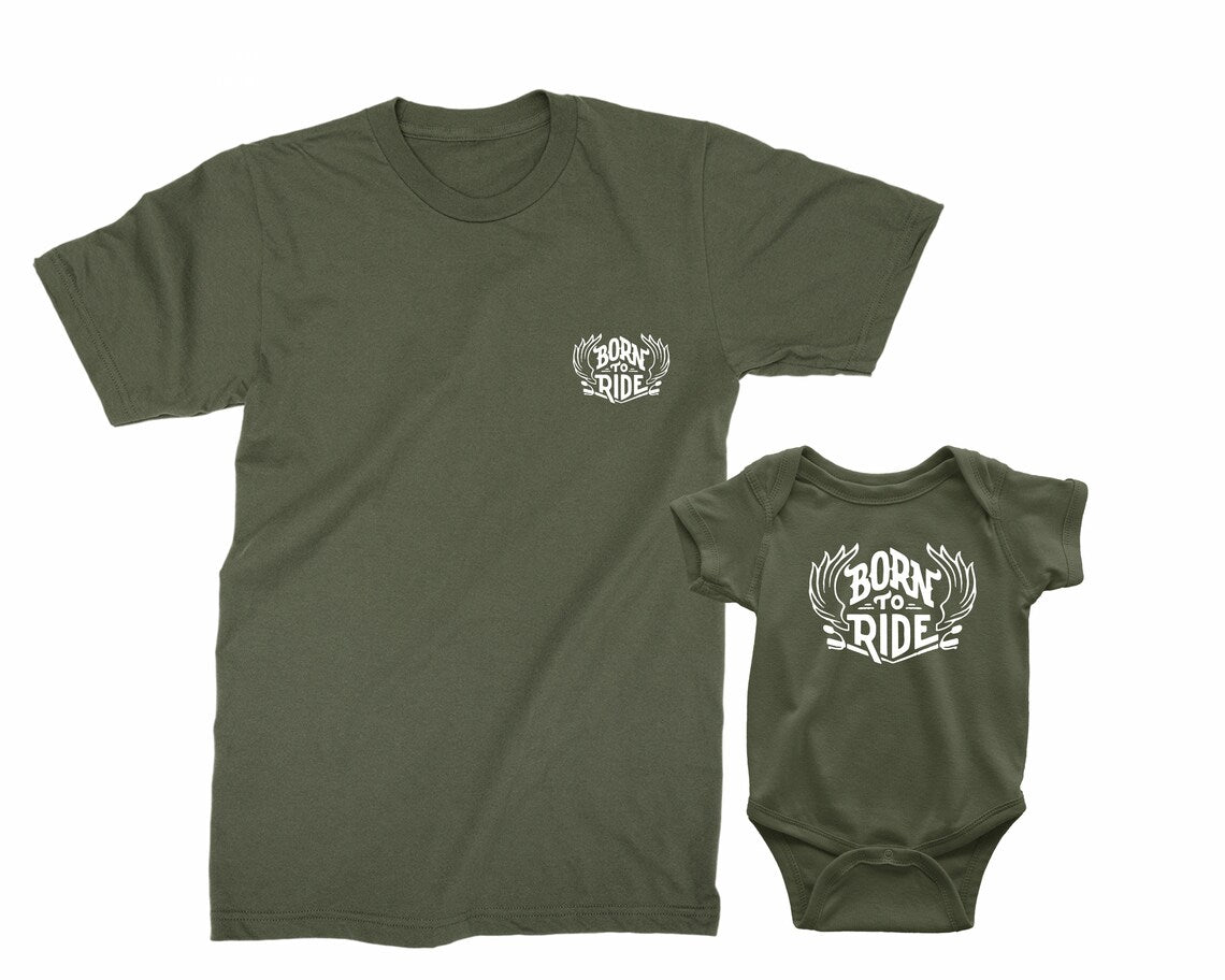 Dad & Baby Motorcycle Matching Shirts – Born to Ride Biker Tees