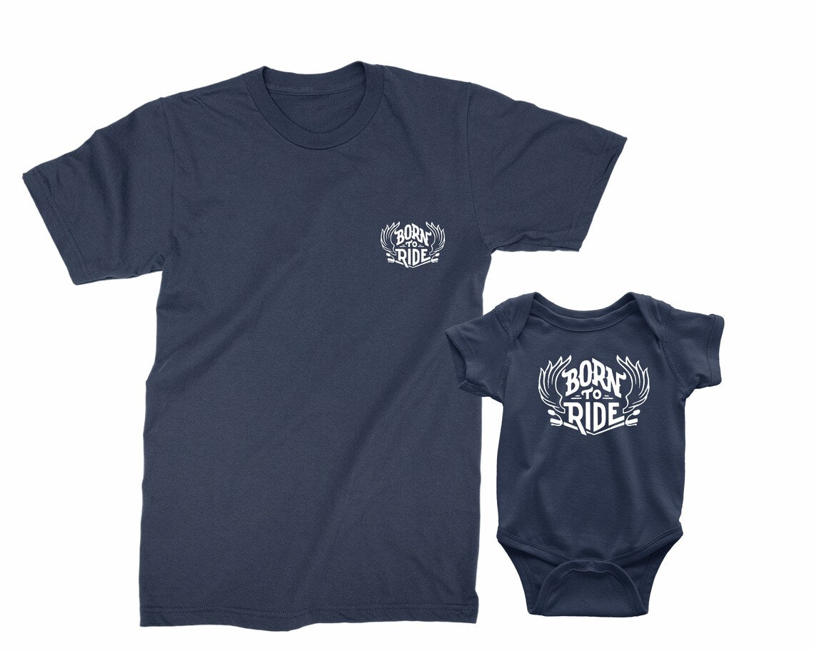 Dad & Baby Motorcycle Matching Shirts – Born to Ride Biker Tees