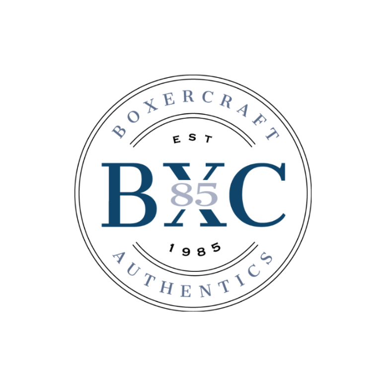 Boxercraft logo with 'BXC' and '1985' on a white background