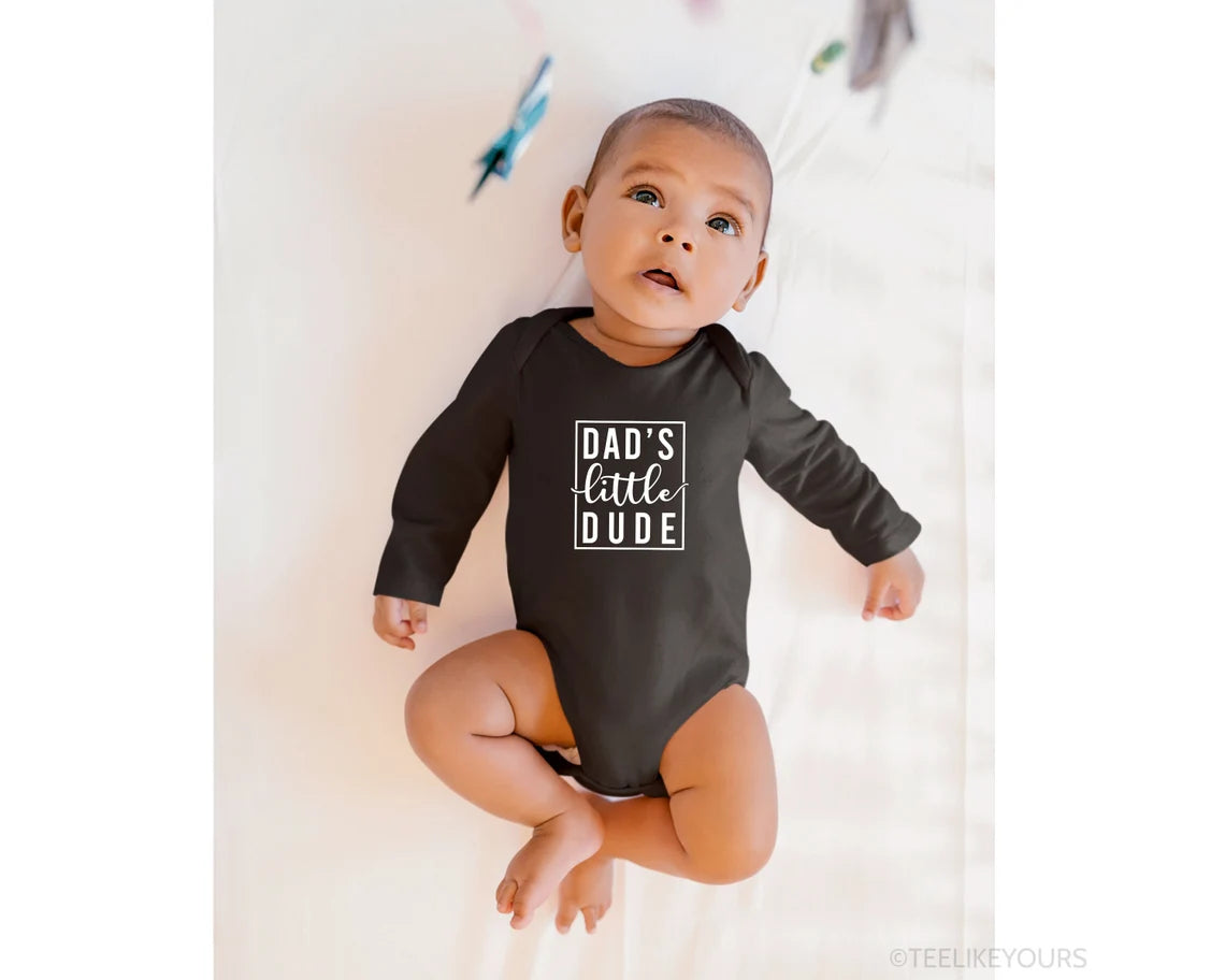 Dad’s Little Dude Matching Sweatshirts – Dad & Baby Boy Tees