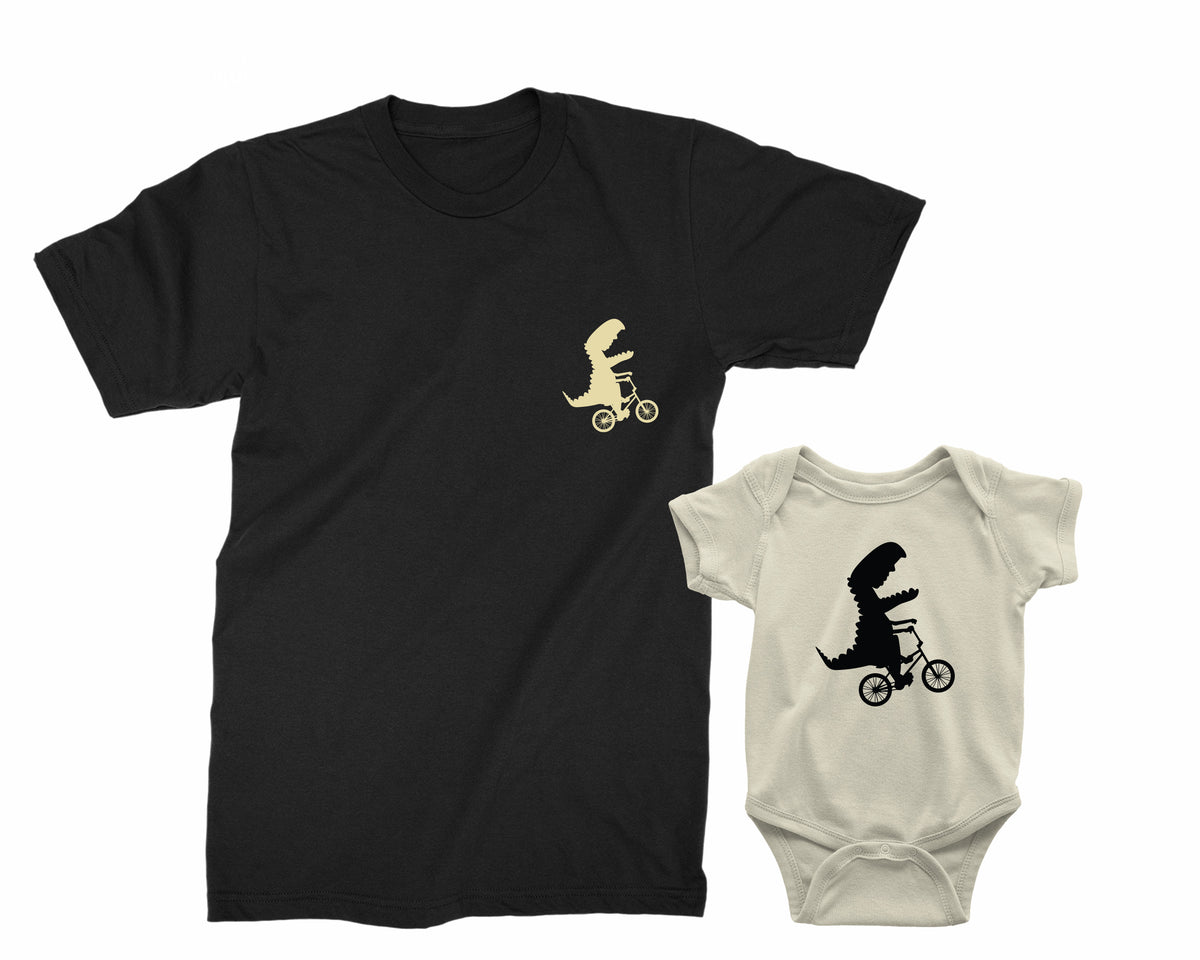 Dad & Kid Dinosaur Matching Shirts – Funny Family Bike Tees