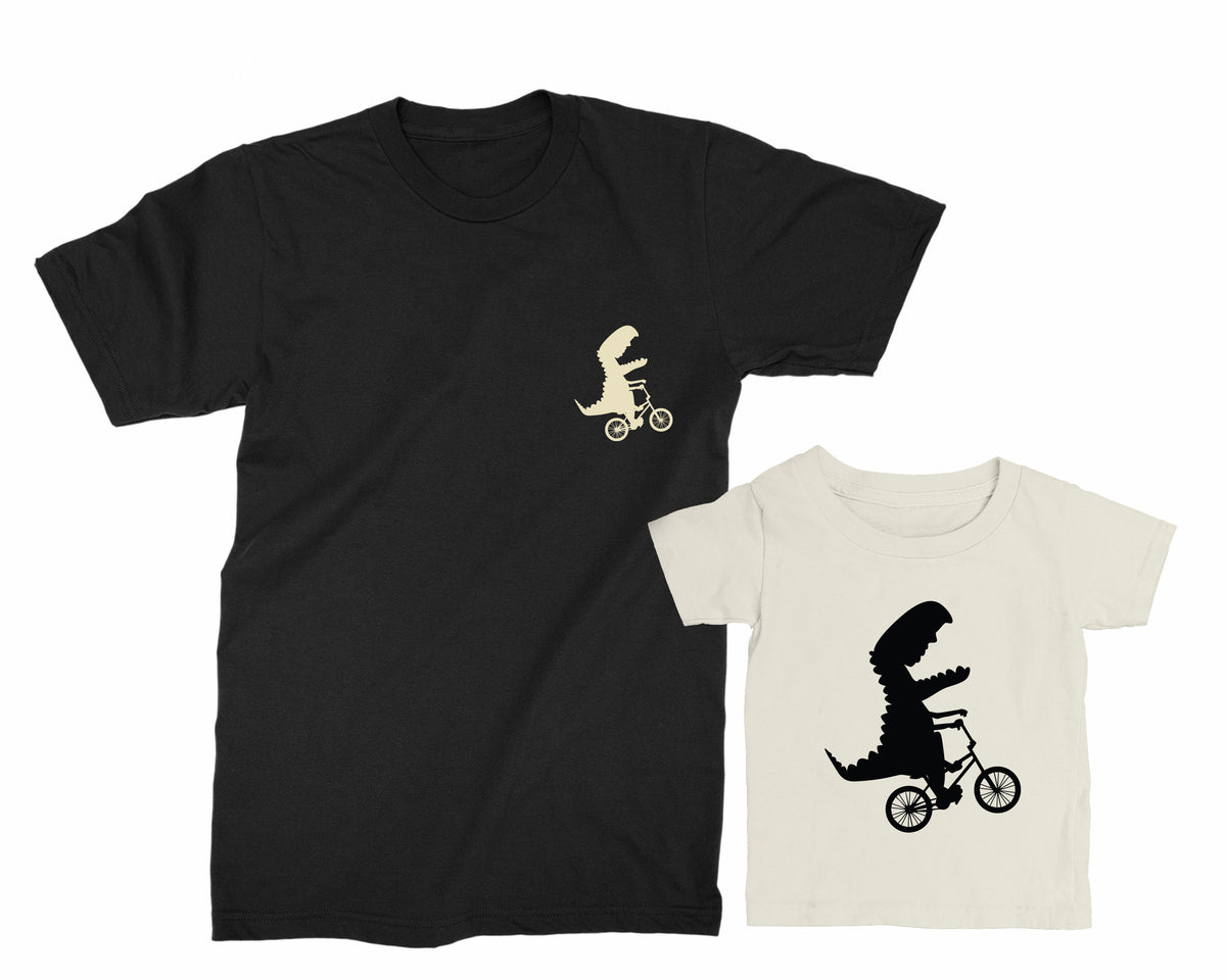 Dad & Kid Dinosaur Matching Shirts – Funny Family Bike Tees