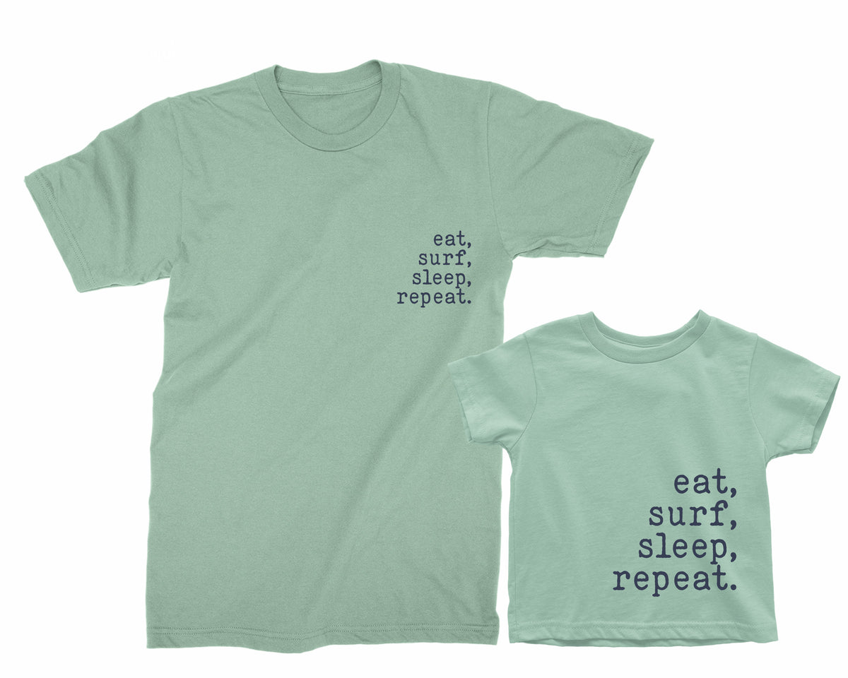 Dad & Kid Surf Matching Shirts – Eat Surf Sleep Repeat Tees