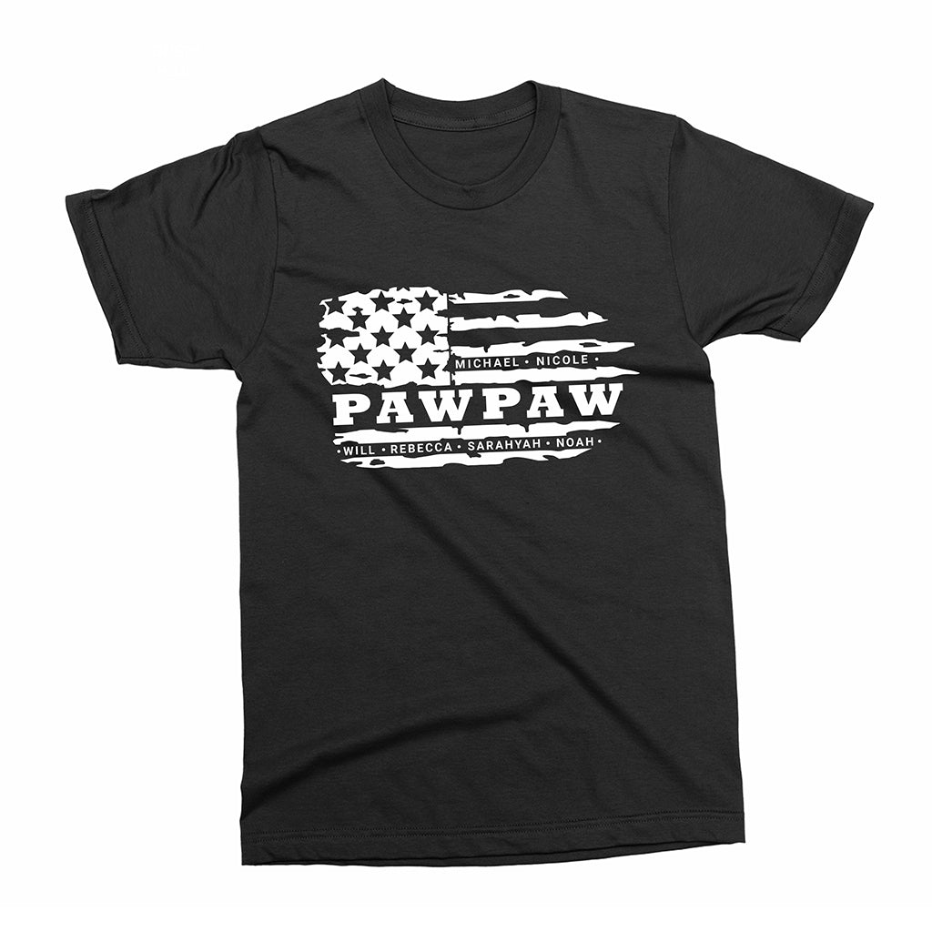 Personalized Grandpa Flag T-Shirt – Grandpa & Grandkids Names Tee