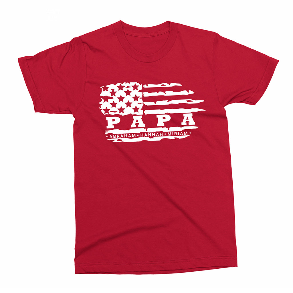 Personalized Grandpa Flag T-Shirt with Grandkids' Names | Grandpa Gift