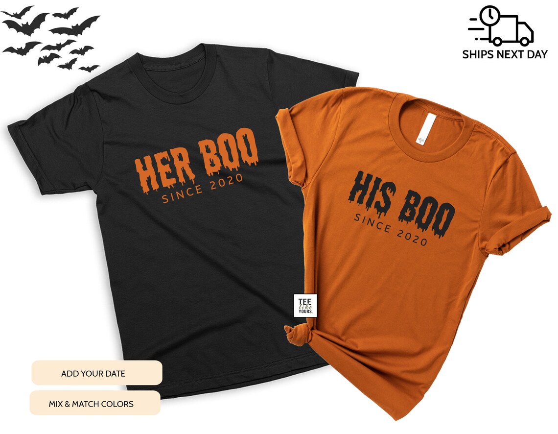 Her Boo & His Boo Matching Halloween Shirts – Couple Halloween T-Shirts
