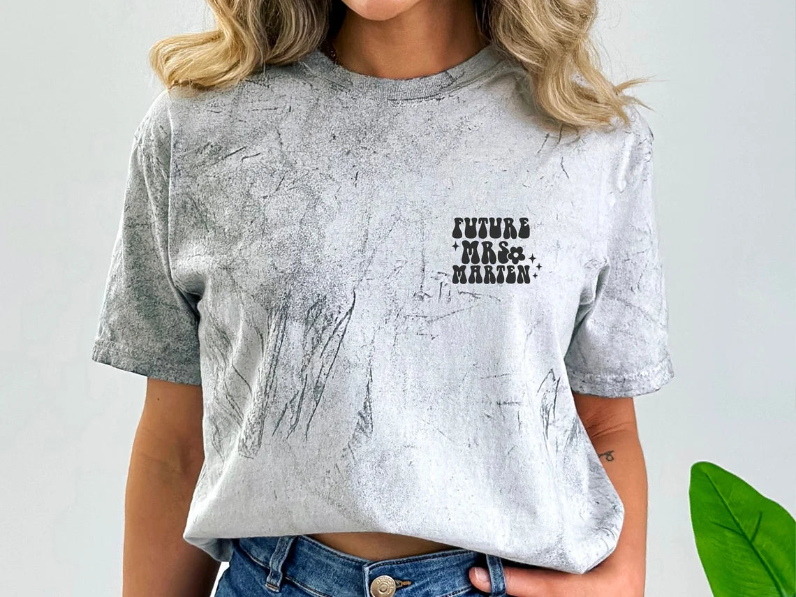 In my Fiancée era. Custom Fiancée Garment dyed T-shirt with print on Front & Back. Personalized Wife Outfit. Engagement Gift. Proposal gift