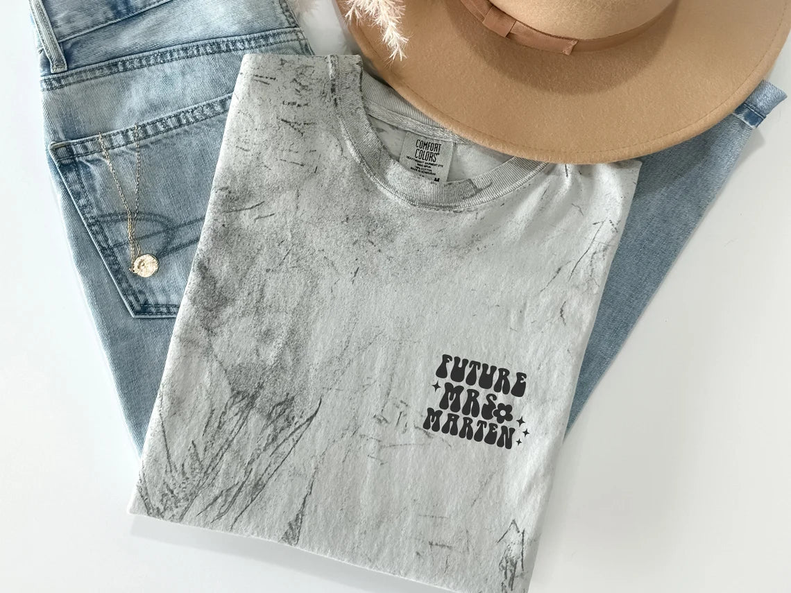 In my Fiancée era. Custom Fiancée Garment dyed T-shirt with print on Front & Back. Personalized Wife Outfit. Engagement Gift. Proposal gift