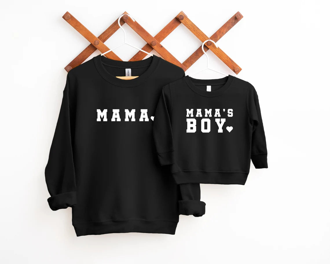 Mama & Mama's Boy Matching Sweatshirts, Mama Sweatshirt, Mom to be gift, Mather Son Shirt, Baby shower gift, New Mom Gift, Boy Mom Gift-gray