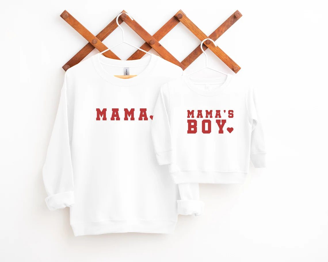 Mama & Mama's Boy Matching Sweatshirts, Mama Sweatshirt, Mom to be gift, Mather Son Shirt, Baby shower gift, New Mom Gift, Boy Mom Gift-gray
