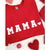 Picture of Personalized Mama & Mama's Valentine matching red Sweatshirts with custom names printed on sleeve. Mama Sweatshirt.