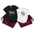 Personalized His & Hers Matching Pajama Set with Custom Year – Couples Flannel Sleepwear for Anniversary, Valentine’s Day, Engagement & Christmas | Set of 1 t-shirt and 1 flannel pants | Price per Set