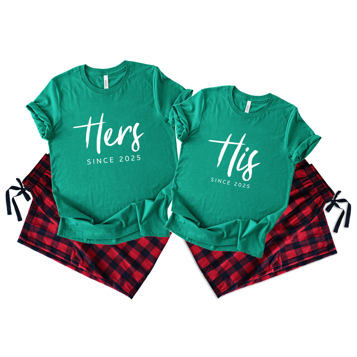 Personalized His & Hers Matching Pajamas for Couples – Custom Year Flannel Sleepwear Set
