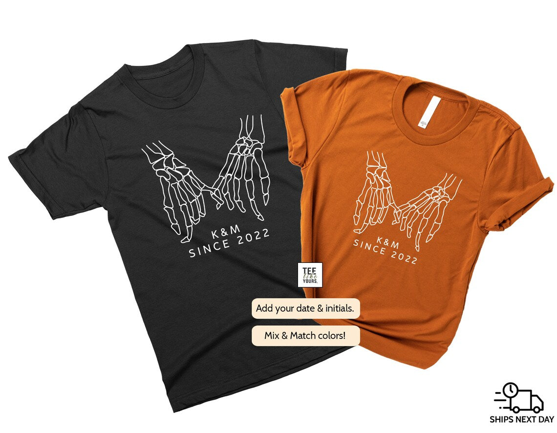 Pinkie Promise Matching Halloween Shirts – Couples Skeleton Hands T-Shirts