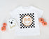 Pumpkin Checkered Smiley Face. Halloween T-shirt for Kids. Halloween Toddler Shirt. Pumpkin Baby Shirt. Fall Checkered Retro baby t-shirt.