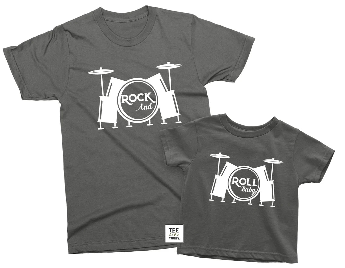 Rock N Roll Baby Matching Shirts – Dad & Kid Music Band Tees