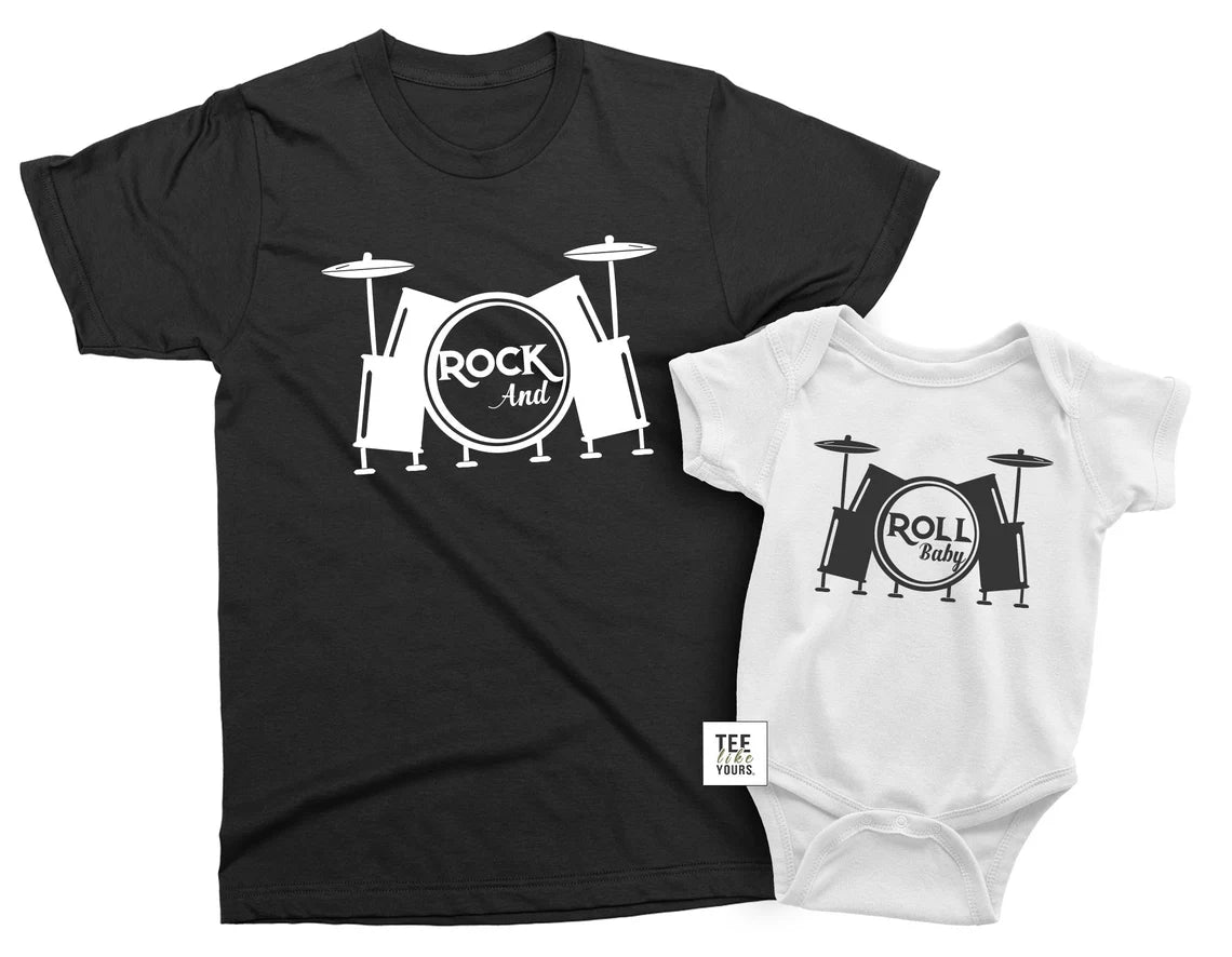 Rock N Roll Baby Matching Shirts – Dad & Kid Music Band Tees