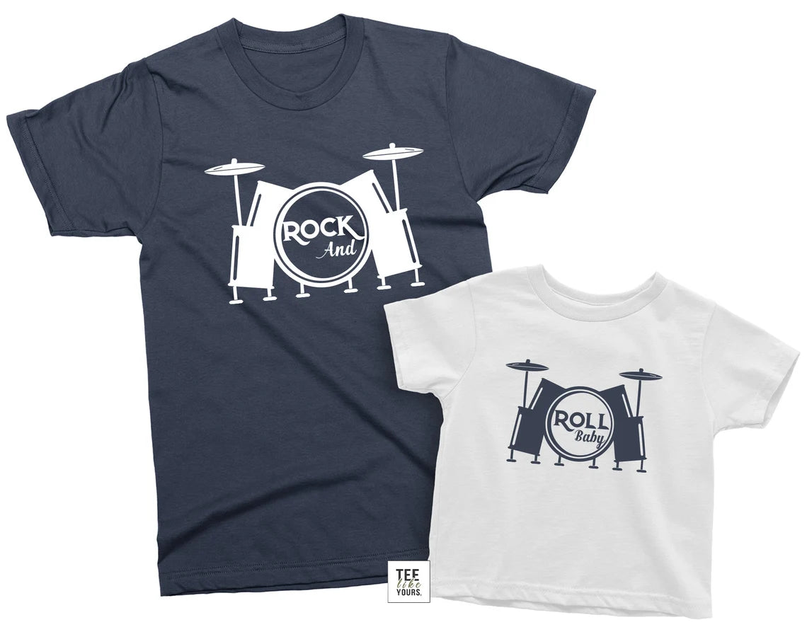 Rock N Roll Baby Matching Shirts – Dad & Kid Music Band Tees
