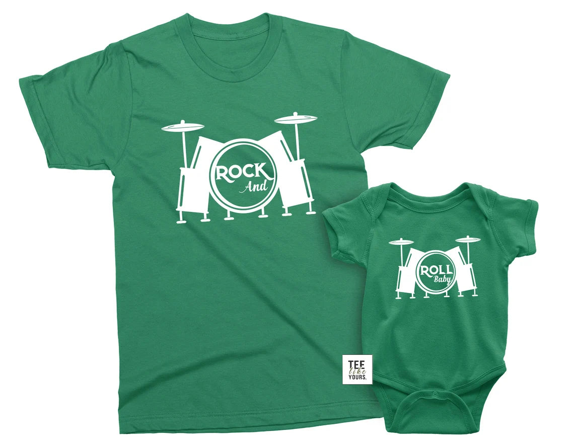 Rock N Roll Baby Matching Shirts – Dad & Kid Music Band Tees