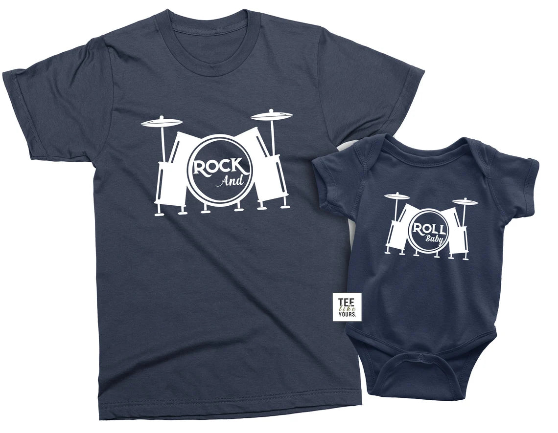 Rock N Roll Baby Matching Shirts – Dad & Kid Music Band Tees