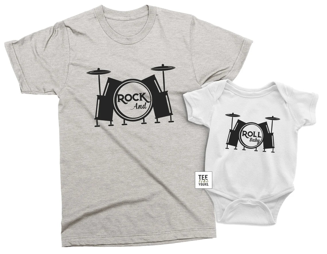 Rock N Roll Baby Matching Shirts – Dad & Kid Music Band Tees