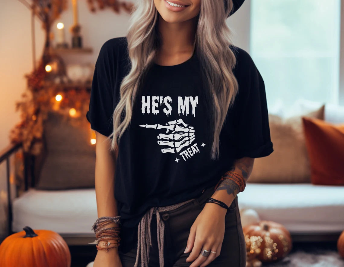 She's My Trick & He's My Treat Matching Halloween Shirts – Couples Trick or Treat T-Shirts