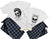 A set of matching pajamas for couples, featuring a white t-shirt with a black and white skull design and text, and charcoal black checkered pants. Both items have a matching custom date.