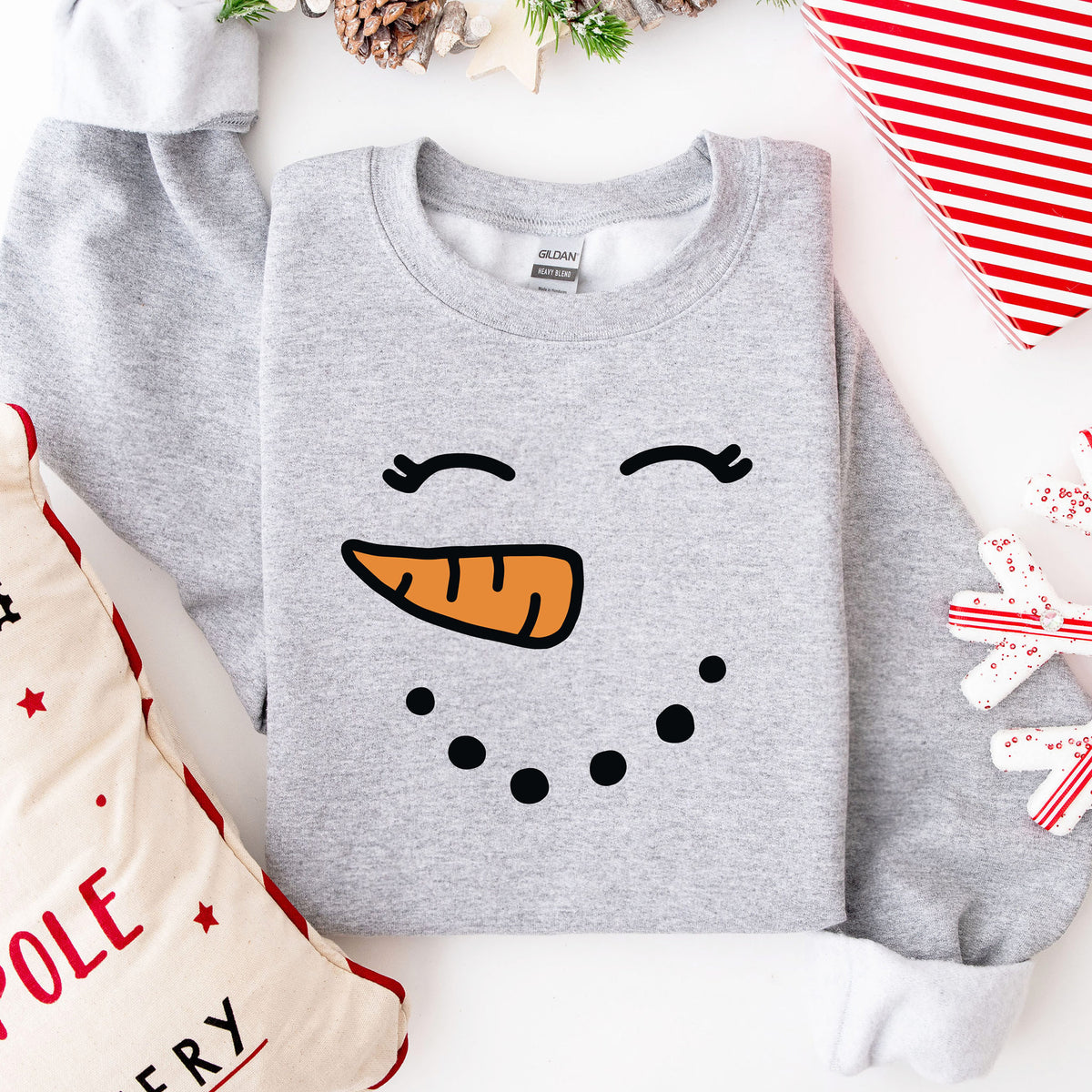 Snowman & Snowwoman Matching Christmas Sweatshirt and Flannel Pajama Set – Cute Couples Holiday Loungewear Outfit | Perfect Christmas Gift for Couples | Price per Set