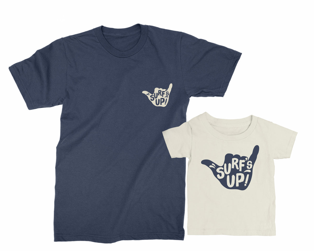 Dad & Kid Beach Matching Shirts – Surf’s Up Summer Family Tees