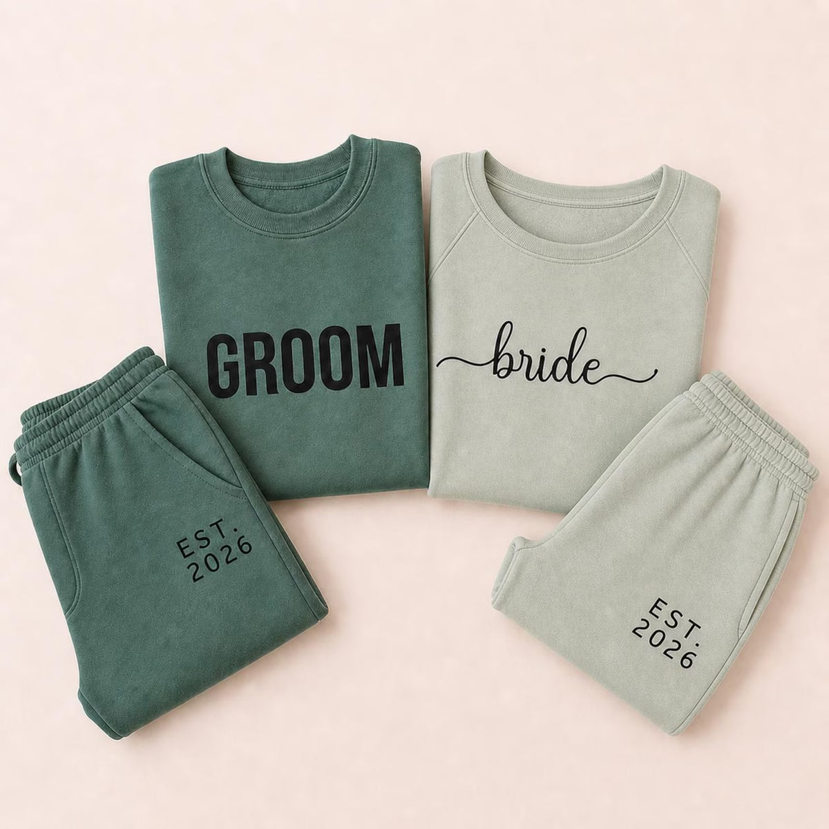 Personalized Bride & Groom Matching Sweatshirt and Joggers Set