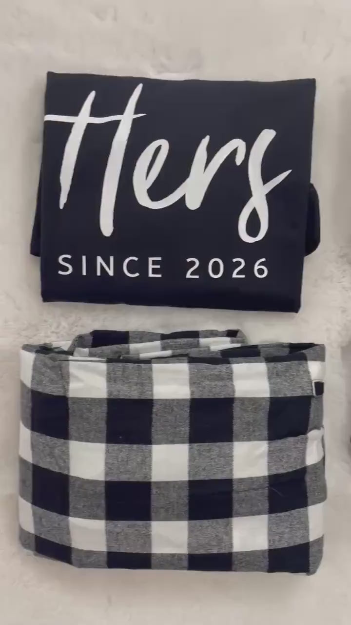Load video: Personalized His &amp; Hers Matching Pajamas for Couples – Anniversary &amp; Wedding Gift
