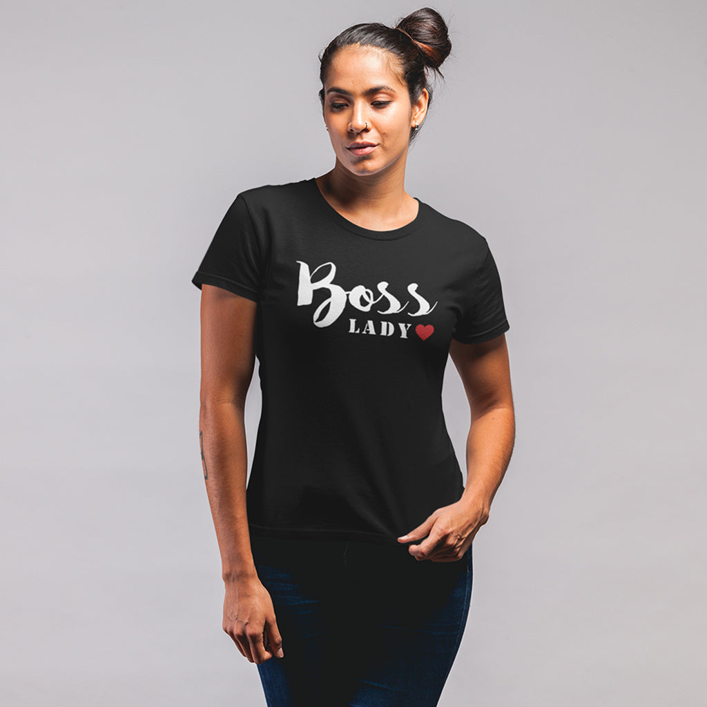Boss Lady Boss Baby_short sleeve Graphic Matching T-Shirts for Mother and Daughter_Black Tee at TeeLikeYours.com