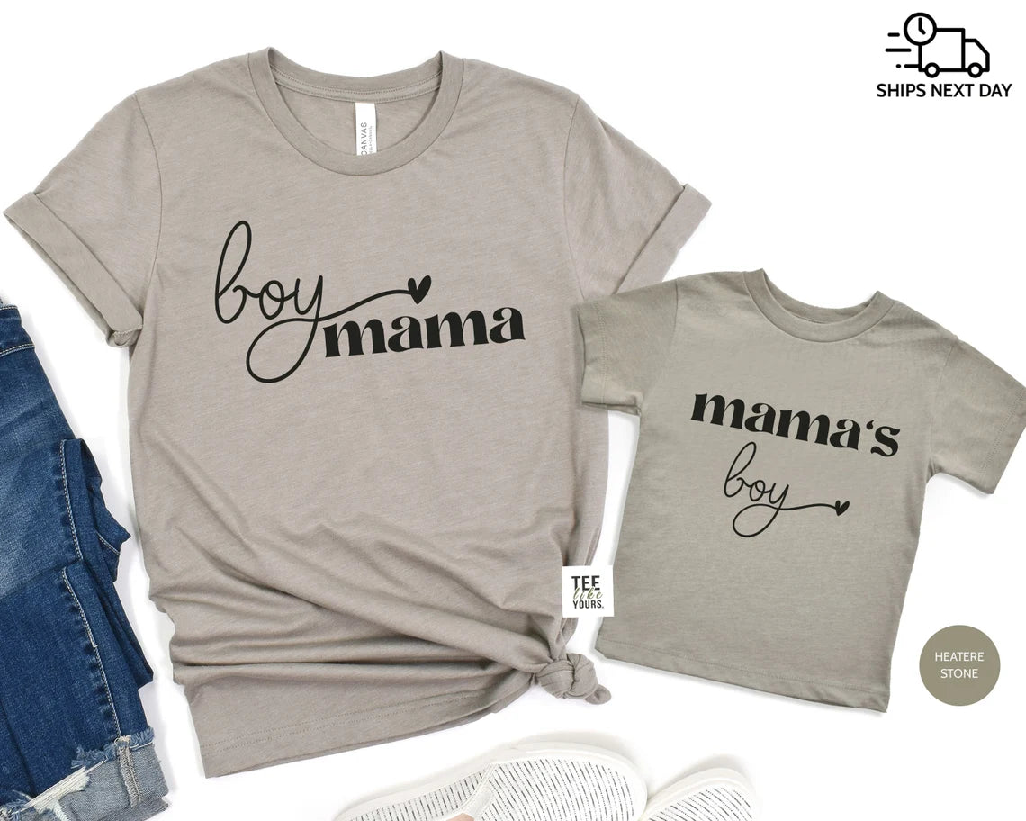 Boy mama and Mama's boy - Matching mom and son t-shirts, Mom of boys gift, Mama Shirt, New mom gift, Mother's Day gift | Unisex with heart