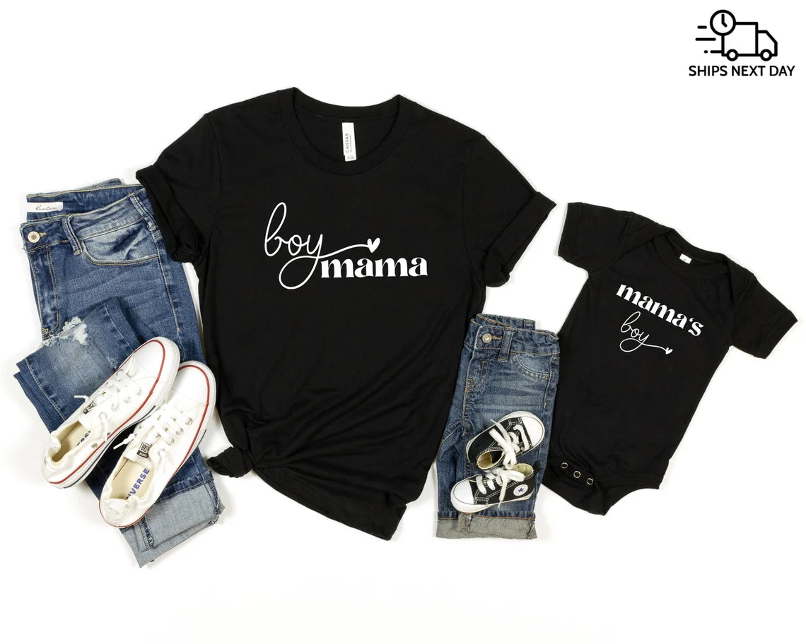 Boy mama and Mama's boy - Matching mom and son t-shirts, Mom of boys gift, Mama Shirt, New mom gift, Mother's Day gift | Unisex with heart