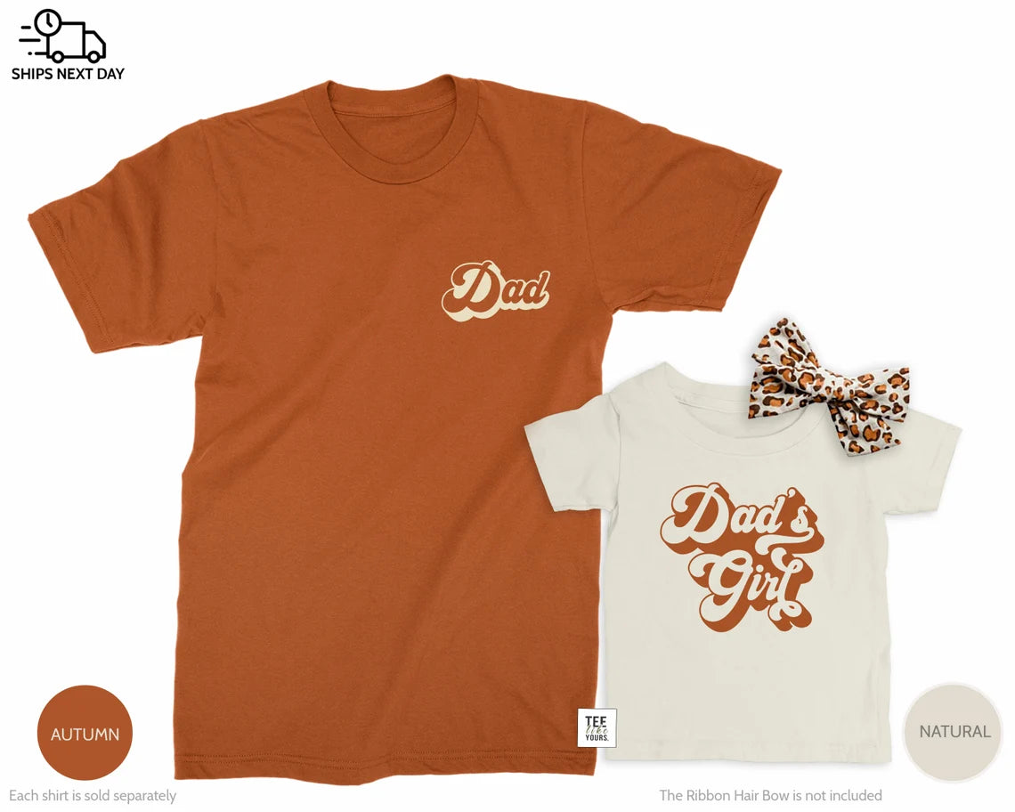Dad and Dads Girl | Retro design Matching t-shirts for Dad and Girl | Father's Day gift for Dad of Daughter | Girl daddy gift | Father of Girls shirt | Price per item