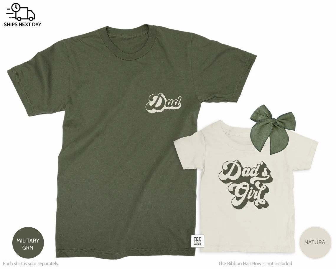 Dad and Dads Girl | Retro design Matching t-shirts for Dad and Girl | Father's Day gift for Dad of Daughter | Girl daddy gift | Father of Girls shirt | Price per item