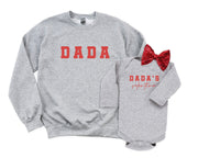 DADA & Dada’s Valentine Matching Outfits – Father & Daughter Valentine’s Day Sweatshirt Set with Baby One-Piece