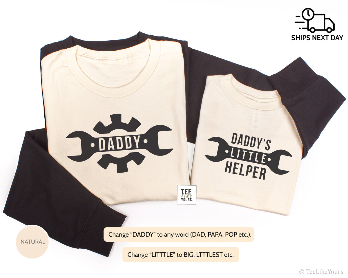 Daddy and Daddys Little Helper | Mechanic Matching t-shirts for Father and Kids | Fathers Day gift idea | Black Print | Price per item