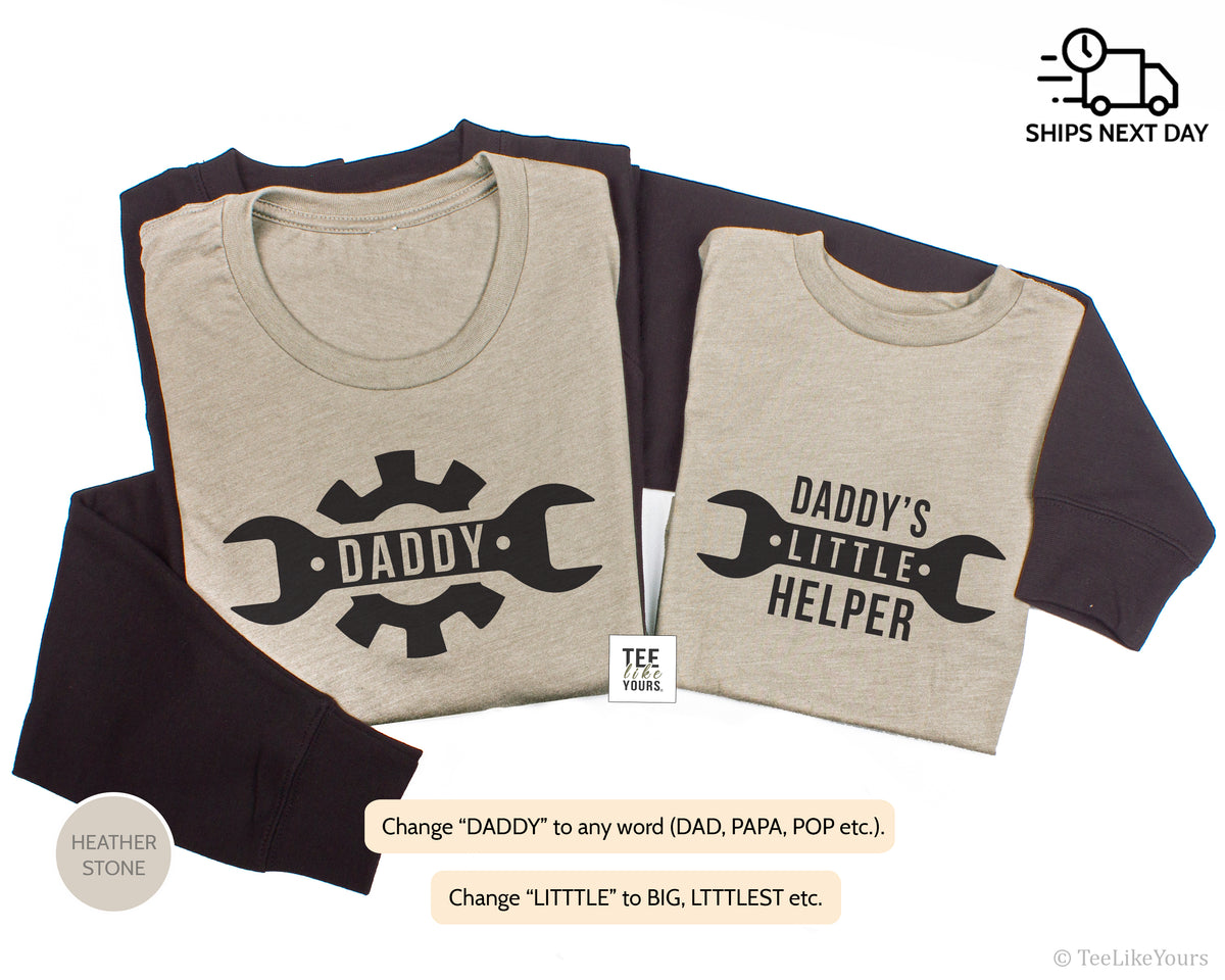 Daddy and Daddys Little Helper | Mechanic Matching t-shirts for Father and Kids | Fathers Day gift idea | Black Print | Price per item