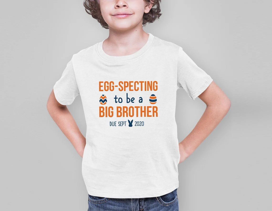 Big Brother Pregnancy Announcement | Easter Pregnancy Announcement Siblings Shirt | Egg - Specting to be a big brother | Funny Baby Reveal