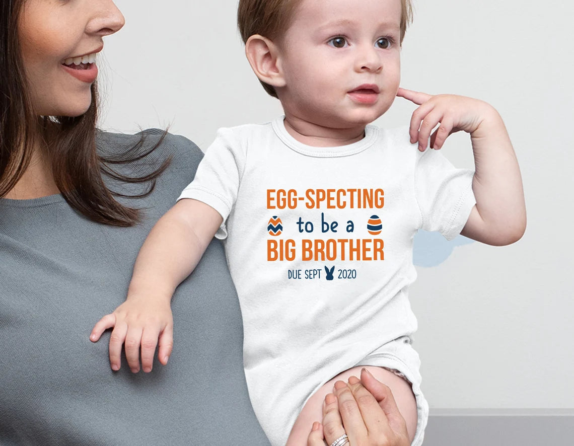 Big Brother Pregnancy Announcement | Easter Pregnancy Announcement Siblings Shirt | Egg - Specting to be a big brother | Funny Baby Reveal