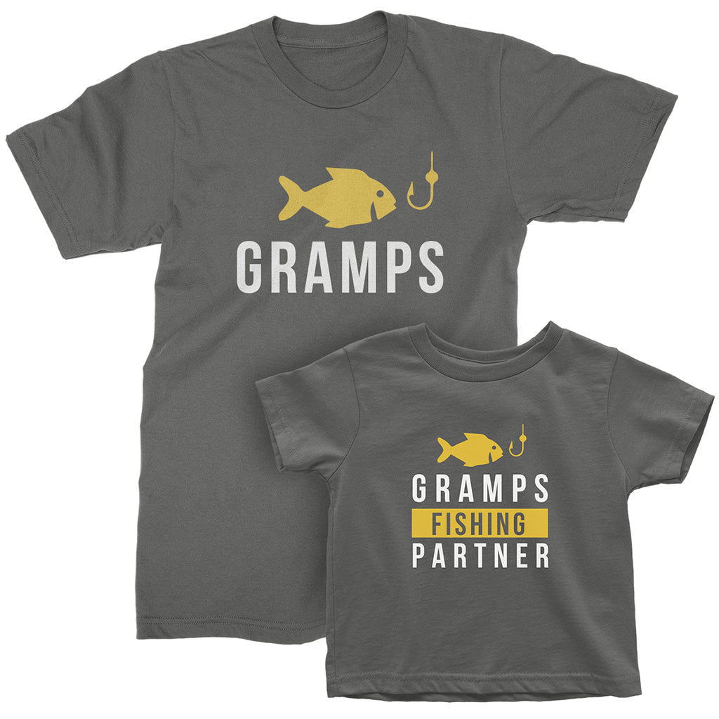 Gramps and Gramps Fishing Partner-Matching Grandpa and Grandkids Outfit Youth L / Black