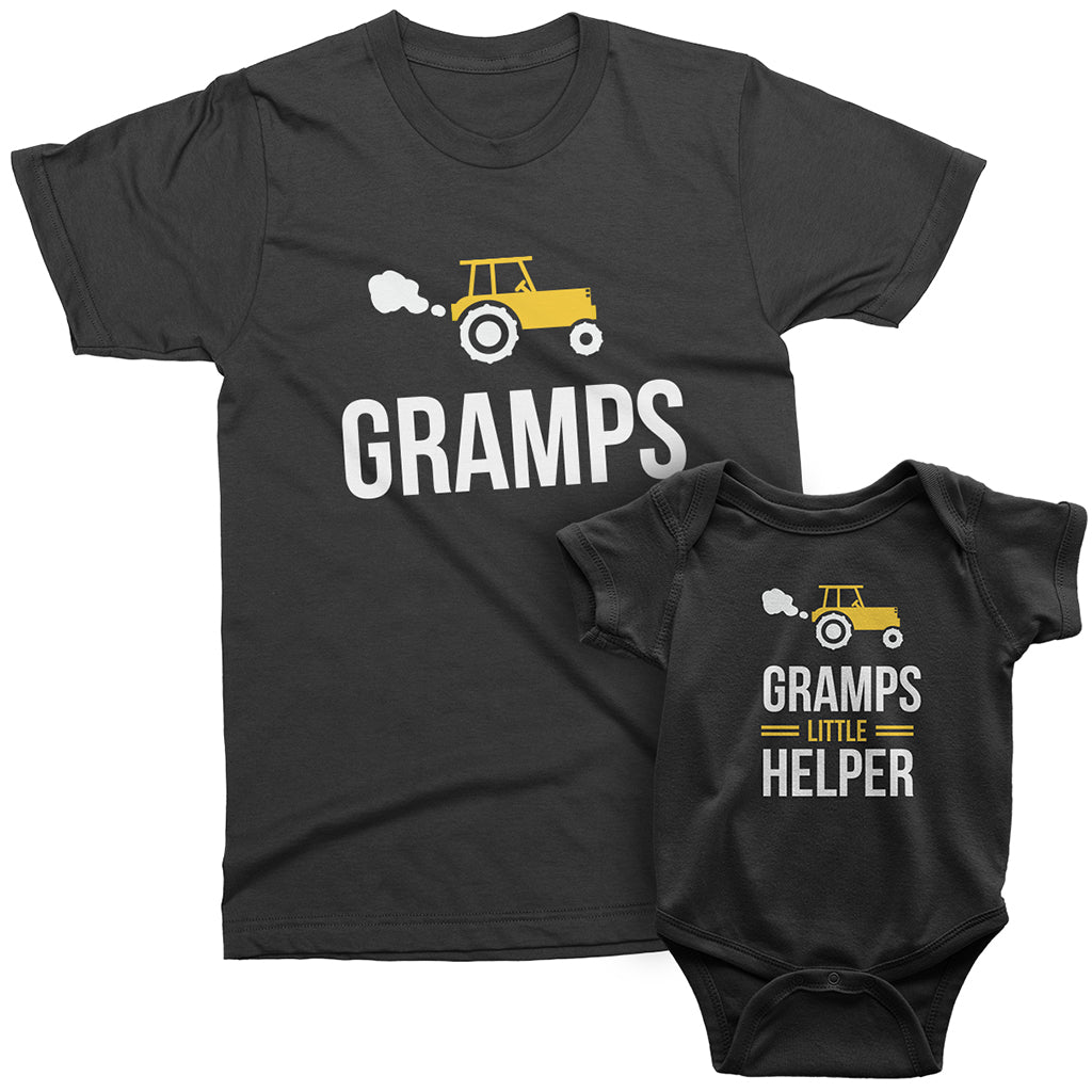 Gramps and Gramp's Little Helper- Matching T Shirts for Grandpa and Me 9-12M / Asphalt