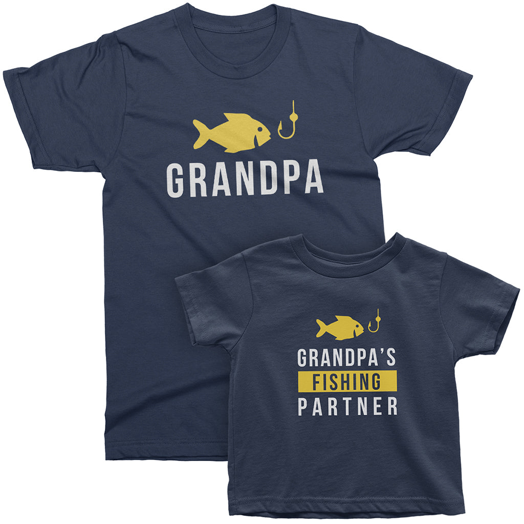 Grandpa and Grandpa's Fishing Partner - Matching T-Shirts for Grandpa and Grandchild
