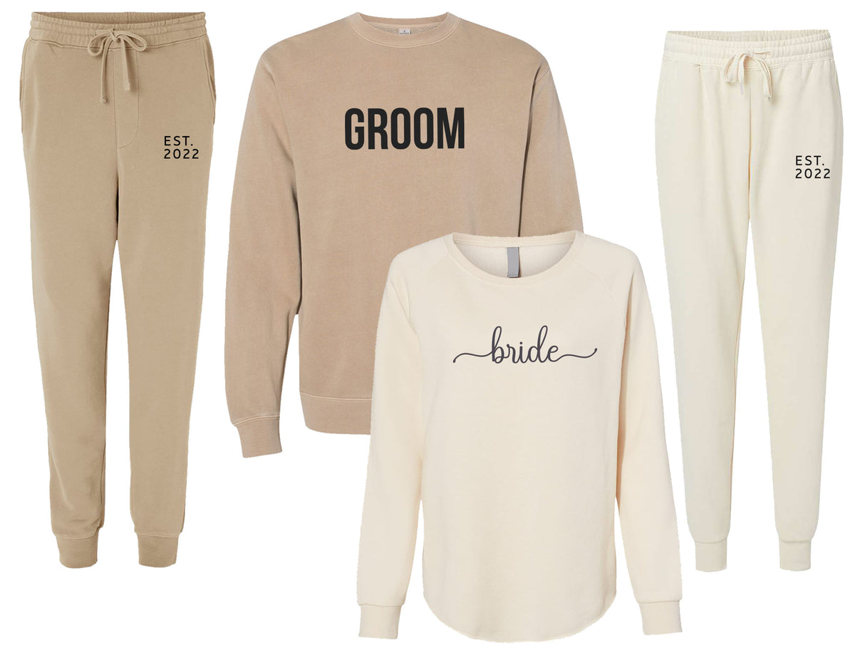 Personalized Bride & Groom Matching Sweatshirt and Joggers Set