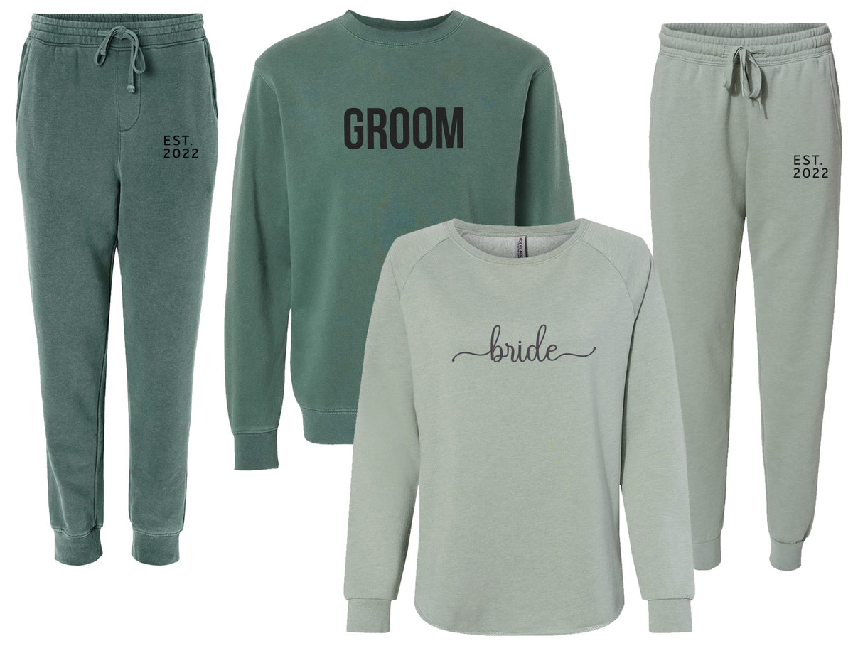 Personalized Bride & Groom Matching Sweatshirt and Joggers Set